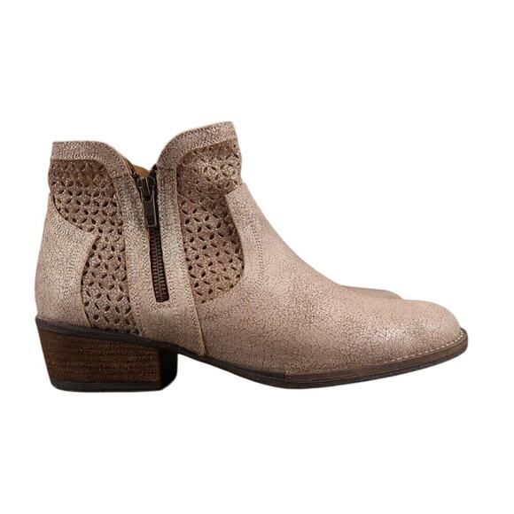 Corkys Shoes Womens 10 Booties Fashion Leather Double Zip Perforated Block Heel - Picture 2 of 16